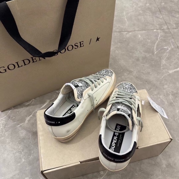 Golden Goose White and Black Star Sneakers - Picture 7 of 9